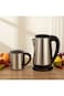 Stainless Steel Turkish Tea Kettle Set, 1L teapot + 2.3L electric base, ideal for rich, warm brews.