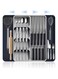 YOUWE7 Silverware Drawer Organizer, Expandable Kitchen Drawer Organizer with Removable Knife Block, Adjustable Cutlery and Flatware Holder, Plastic Spoon Forks Holder Storage Divider, Large (Blue)