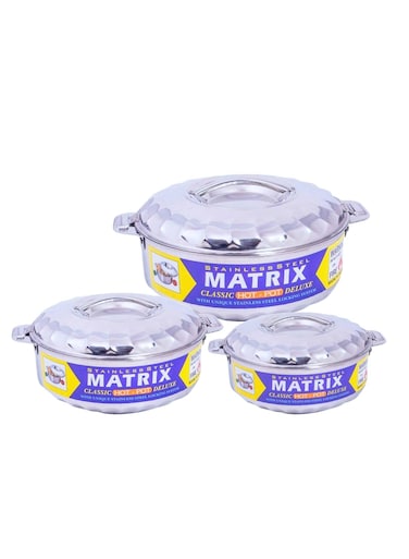 3 PIECES Stainless Steel Casserole with Lid Hotpot Serving pot 1000ml 2000ml 3000ml