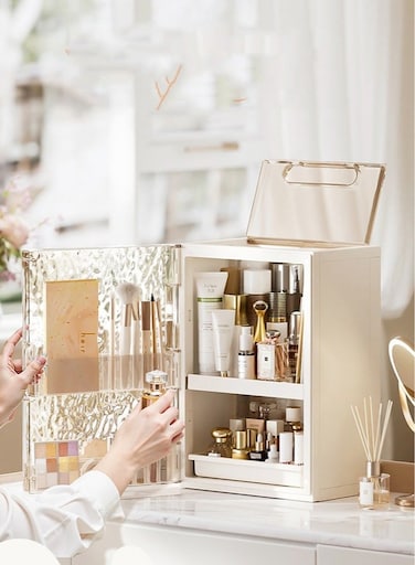 Modern Makeup Storage Organizer Box Cosmetics storage display rack with drawer&iuml;&frac14;&OElig; Waterproof, dustproof, elegant display cabinet&iuml;&frac14;&OElig; Suitable for bathroom countertop, bedroom dresser