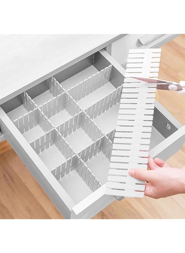 ALMEKAQUZ 4Pcs Drawer Dividers, Adjustable Drawer Organizer for Underwear Makeup Kitchen Utensils Tools, DIY Dresser Drawer Separators Organizers for Bedroom Kitchen Office