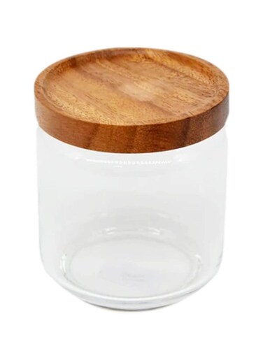 Glass Canister with Stackable Wooden Lid (Small) 500ML