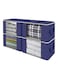4-Piece Zipped Large Foldable Storage Bag Organizer With Reinforced Handle Blue/White 60x40x35cm