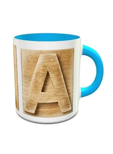 Alphabet A Design 222 Coffee Mug Blue/Beige/White