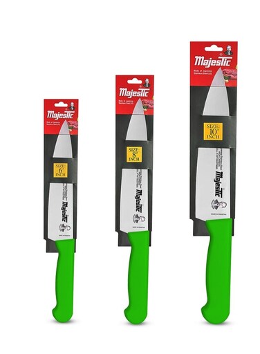3-Piece Chef Knife Set &acirc;&euro;&ldquo; 6-Inch, 8-Inch &amp; 10-Inch High Carbon Stainless Steel Knives, Razor-Sharp Edge, Ergonomic Non-Slip Handle, Safe Bolster &amp; Heel, Precision Cutting for Slicing, Chopping &amp; Dicing &acirc;&euro;&ldquo; Dishwasher Safe, Green
