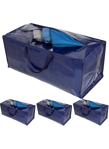 VENO 4 Pack Heavy Duty Extra Large Moving Bags W/Backpack Straps Strong Handles &amp; Zippers, Storage Totes for Space Saving, Fold Flat, Alternative to Moving Box (Blue, 4 Pack)
