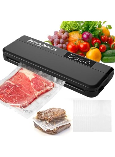 One-Touch Smart Vacuum Packing Machine, 360W 60kPa Automatic Food Sealer, Automatic Food Vacuum Sealer Machine for Dry and Moist Food Fresh Preservation with 10Pcs BPA-Free Seal Bags