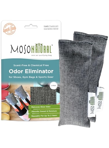 MOSO NATURAL Odor Absorbers, Eliminator For Shoes, Gym Bags&amp;Sports Gear. Premium Moso Bamboo Charcoal Air Purifying Bag And Deodorizer 75Gm*2 (Two Bags Per Package)  Lasts up to 2 years! Long Lasting