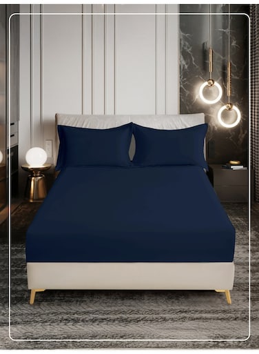 Bedding Fitted Sheet - Fits 90x200 Cm Bed For Single Bed 2 Pcs (1 Fitted Sheet and 1 Pillowcase) - 30 Cm Deep Pocket - Solid Bed Sheet