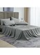 Home 3 Piece 100% Rayon Derived from Bamboo Cooling Twin Size Bedding Sheet Set, Luxury Silky Soft Breathable for Hot Sleeper, Includes 1 Fitted Sheet (100 cm x 190 cm) with 40 cm deep pocket,1 Flat Sheet (165 cm x 255 cm) and 1 Standard Pillowcase (50cm x 75cm), Grey