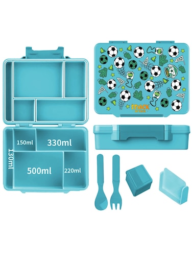 Lunch Box for Kids School,Children Lunch Box with Compartments, Bento Box Children, Leak-proof Lunch Box for Girls and Boys, Snack Box, Perfect for School, Nursery &amp; Trips (Green Soccer)