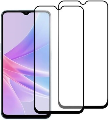 Muzz Oppo A78 Screen Protector, Full Glue, Bubble Free, Anti-Scratch, Anti-Fingerprint, 9H Hardness 3D Curved Edge Tempered Glass Screen Protector for Oppo A78 5G 2023 5D Black Glass (2pack)