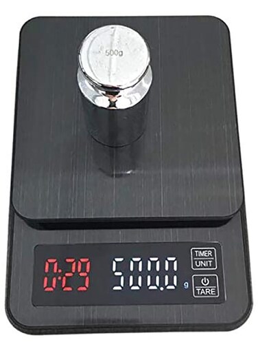 Accurate 0.1g LCD Digital Electronic USB Drip Coffee Scale With Timer Black