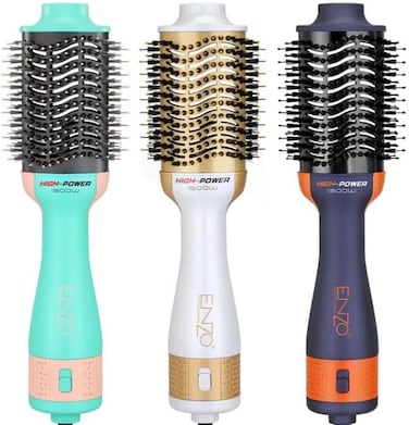 مشط تصفيف الشعر الكهربائي 3 في 1 من انزو EN-4134 - علامة تجارية ايطالية   تقنية الايونات السالبة   سريع الجفاف والتجعيد والتجعيد والتكثيف - اصدار عالمي - ارجواني