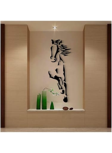 bpa Wall Stickers Horses Acrylic Wall Decal Space Decoration Restaurant Background Art Living Room Bathroom Room Decor Mirror Wall Decal (Farbe : Black, Gr&ouml;&szlig;e : S 100cm 36cm)