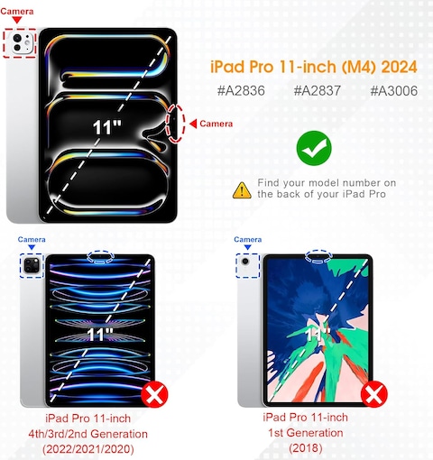 MobiStore Hybrid Slim Case for iPad Pro 11-inch M4 (2024) (Model Number: A2836/A2837/A3006) - [Built-in Pencil Holder] Shockproof Protective Cover with Clear Transparent Back Shell, Black