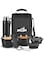 MILTON 8-Piece Pro Lunch Box Set with Insulated Bag &amp; Cutlery - Includes 3 Microwave Safe Inner Steel Food Containers (180ml, 320ml, 450ml), 100ml Plastic Box, 750ml Bottle, Office Tiffin - Black