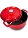 perforlld   Enameled Cast Iron Dutch Oven Pot 4 Quart - Red, Ideal for Cooking, Stewing, Frying, and Roasting
