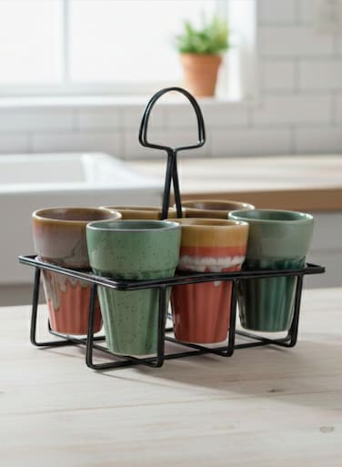 And Twine Karak Tea Mugs Set of 6 with Stand