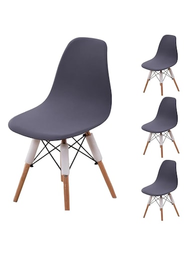 NILUOH Shell Chair Cover Mid Century Modern Dining Chair Covers Lounge Armless Chairs Covers for Kitchen,Dining Room,Set of 4,Dark Gray