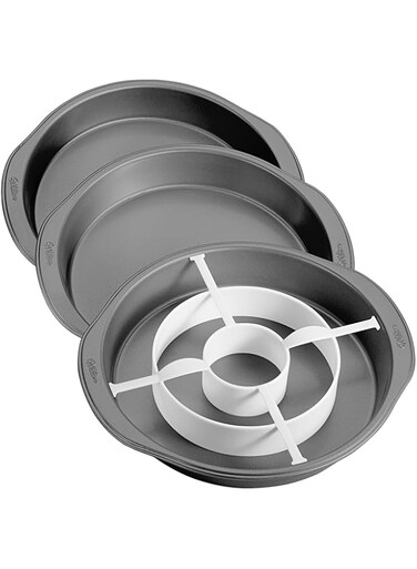 Wilton Checkerboard Cake Pan Set 4-Piece Set (2105-9961), Black, 9 inch, Round