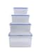 Royalford 4pcs Set of Food Storage Containers with Lid RF12630 Plastic Prep Containers Snap Locking Lids for Microwave Oven Fridge Dishwasher Safe 500ml, 1000ml, 2350ml, 3700ml Airtight Re-usable