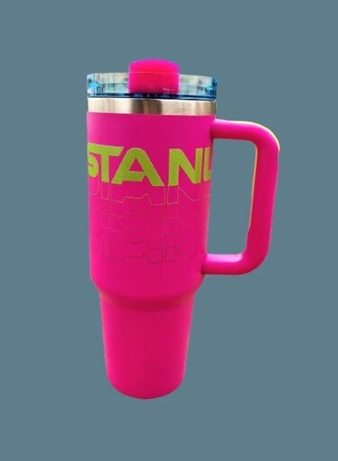 Reverb Original 40oz Insulated Stainless Steel Travel Mug &acirc;&euro;&ldquo; Extra-Large Hydration Cup with Spill-Proof Lid and Reusable Straw, Keeps Drinks Hot or Cold, Perfect for Travel, Office, and Gym in Hot Magenta