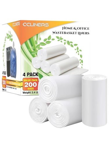 4 Gallon Trash Bags Small Bathroom Garbage Bags Clear Plastic Wastebasket Trash Can Liners for Home and Office Bins, 200 Count