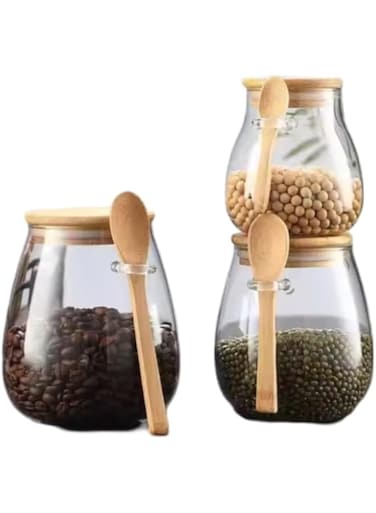 New Airtight Glass Food Containers Jar, Glass Food Storage Jar Container, Nuts Container, (34 oz) Decorative Kitchen Storage Containers, Spice Organizing Jar, Tea Organizer Coffee, Candy, Cookies,