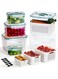 Premium 4 PCS Fruit Storage Containers for Fridge Leakproof Food Storage Containers with Removable Colander BPA-Free Fruit Containers for Fridge Keep Fruits, Vegetables, Meat Fresh longer