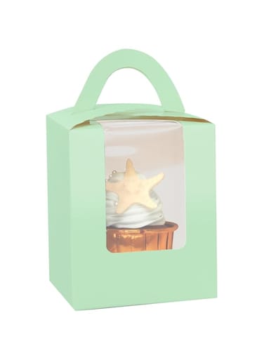 qiqee Light Green Cupcake Boxes Individual Cupcake Holders Disposable 50pcs Single Cupcake Boxes with Window 3.7" 3.7"*4.5" Cupcake Containers