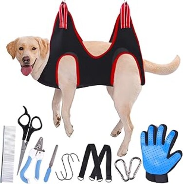WPHome Pet Dog Grooming Hammock Harness for Cats &amp; Dogs, Dog Sling for Grooming, Dog Hammock Restraint Bag with Nail Clippers/Trimmer, Nail File, Pet Comb,Ear/Eye Care (Small Dog)