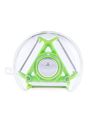In 1 Rotary 3-Bladed Multifunction Fruit Peeler Slicer Green 24x17x16cm
