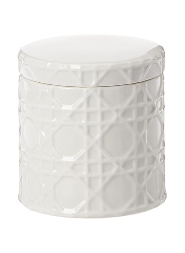 Kassatex ARN-CJ Rattan Cotton Jar, White