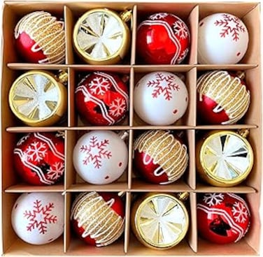Christmas Tree Ball Ornaments,16 Christmas Tree Hanging Balls   Christmas Tree Snowflake Patterned Hanging Ornaments Ball Holiday Home Decor New Year