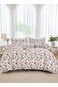 Home Queen Size 6-piece Trendy Red Floral Duvet Cover Set, White Color 200*230cm.