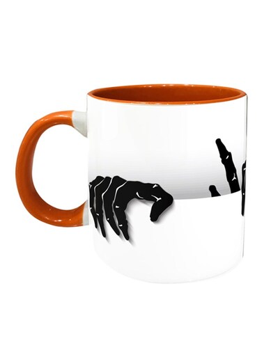 Zombiehand Printed Ceramic Coffee Mug White/Orange/Black
