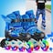 Blue Rollerblades Boys Teens Skating Shoes With Rainbow LED Wheels Inline Skates with Size 33 - 38 EU Adjustable Wings For Boys
