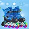 Blue Rollerblades Boys Teens Skating Shoes With Rainbow LED Wheels Inline Skates with Size 26 - 32 EU Adjustable Wings For Boys