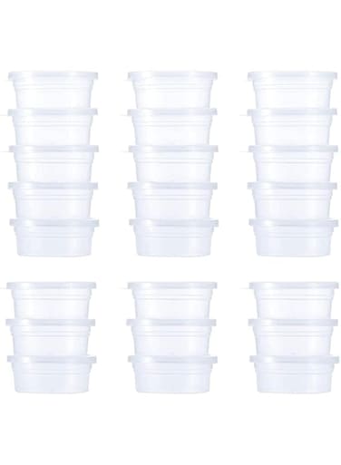 SWIUKPHE 24 Pack Clear Plastic Stackable Slime Storage Containers with Lids