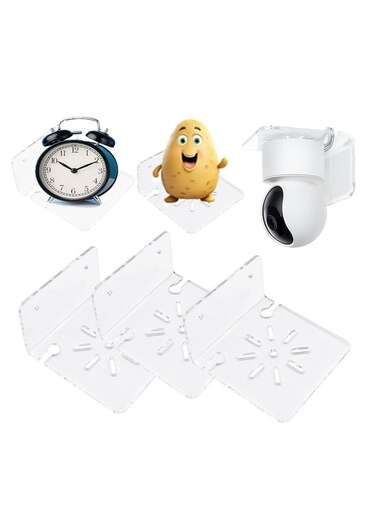 3 Pieces Acrylic Floating Wall Shelf Set For Security Cameras Baby Monitors Speakers Universal Adhesive Rack Easy To Install No Drilling Required With Cable Clamp