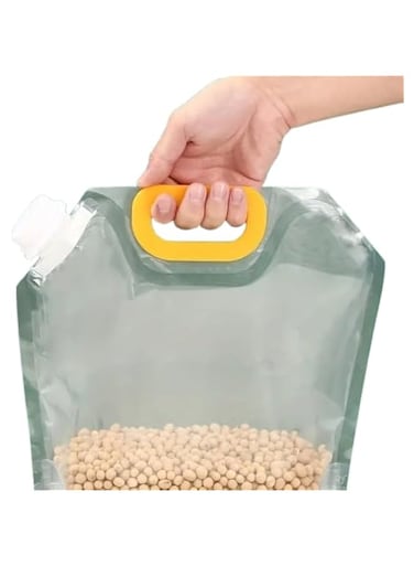 5pcs Food Fresh-keeping Bag With Spout, Grain And Miscellaneous Grain Storage Bag, Transparent Food Sealed Bag With Pour Spouts, Home Kitchen Supplies