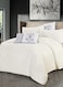 Duvet Set 4-Pcs Single Size Striped Microfiber Bed Set With 1 Duvet Cover Fits 100x200cm, 1 Fitted Sheet 1 Pillow Sham And 1 Pillowcase(Without Filler),Off white