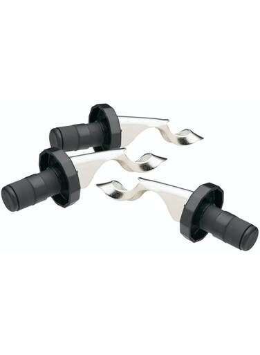 Bar Craft Lever-Arm Action Bottle Stoppers, Set of Three, Blister Packed