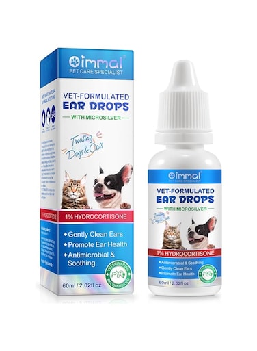 Dog and Cat Ear Wash, Cleanses Pet Ears to Promote Ear Health, Supports Soothing Infections, Itching, and Ear Inflammation, Natural Multi Effect Formula, Suitable for All Pet Ear Cleansers -60ml