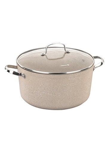 Granita Forged Aluminium Casserole 20x10.5cm / 3.0L   Granite Coating Induction Base Cooking Pot   Aluminum Soup Pot With Glass Lid - KA1260 Volcanic 20x10.5 cmcm