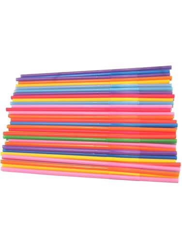 Hemoton 250 Pcs Plastic Color Modeling Straws Bending Lengthening Disposable Safety Decorative Drinking Party Supplies - 50Pcs/Pack (Colorful)