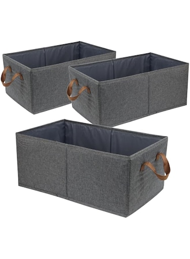 Fordonral 3PCS Collapsible Fabric Storage Bins, Sturdy Wardrobe Clothes Organizer, Closet Organizers, Shelf Baskets, Large Storage Boxes Containers for Clothing, Jeans, Toys, Books