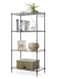 4 Tier Wire Shelving Unit,Adjustable Storage Racks and Shelving, Heavy Duty Rolling Metal Shelves with Side Hooks for Laundry Bathroom Kitchen,Black