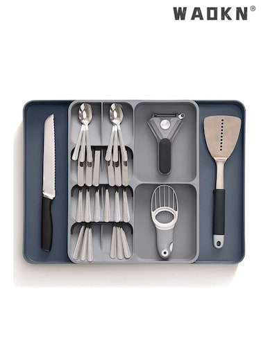 Multifunctional Expandable Kitchen Cutlery Drawer Trays and Closet Storage organizer, Expandable Cutlery Drawer Trays for Storing Organizing Cutlery, Spoons, Cooking Utensils, Gadgets